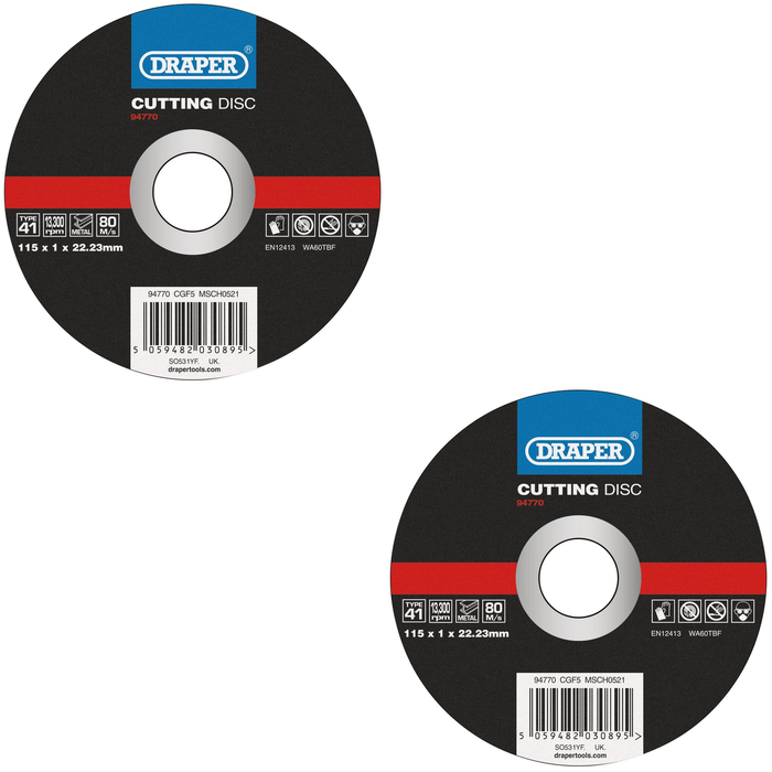 Draper Metal Cutting Disc, 115 x 1 x 22.23mm - CGF5