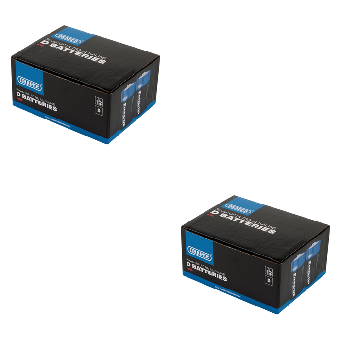 Draper PowerUP Ultra Alkaline D Batteries (Pack of 12) - BATT/D/12