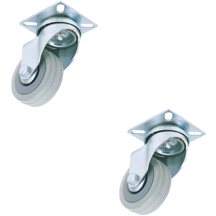 Draper Swivel Plate Fixing Rubber Castor, 50mm Diameter, S.W.L. 50kg - 60250P