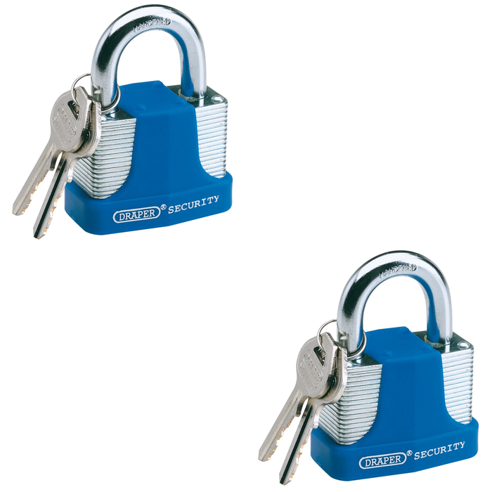 Draper Laminated Steel Padlock and 2 Keys with Hardened Steel