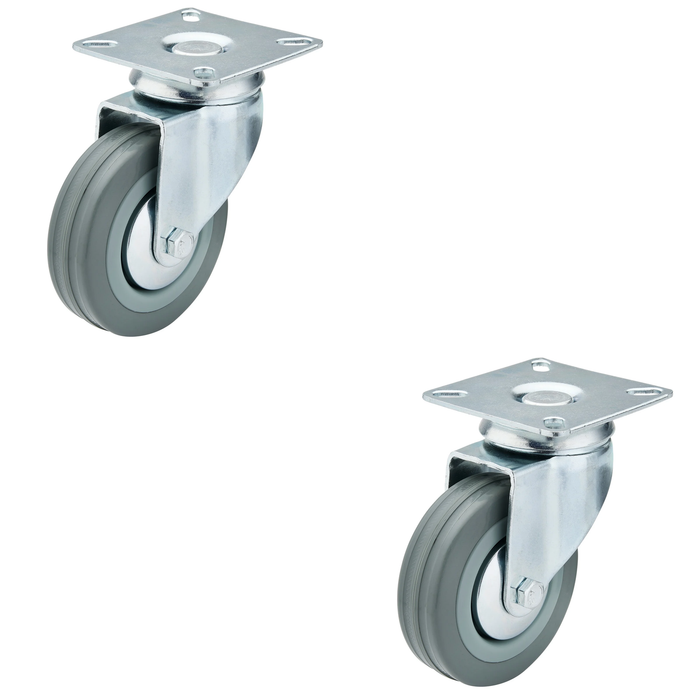 Draper Swivel Plate Fixing Rubber Castor, 75mm Diameter, S.W.L. 70kg - 60275P