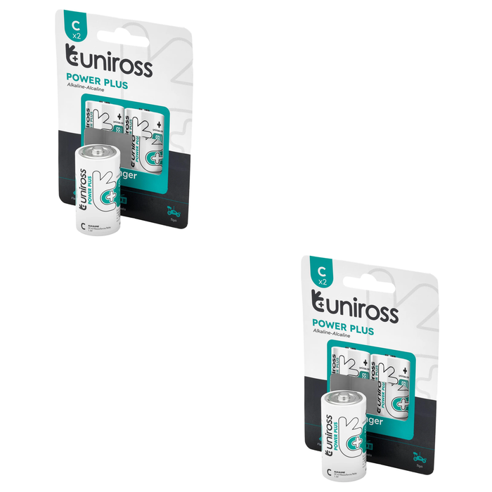 6 Piece Uniross LR14 C Power Plus Alkaline Batteries (Pack of 2) - UPPCPK2