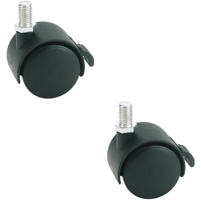 Draper Twin Nylon Bolt Castor with Brake, 40mm Diameter, S.W.L. 25kg - 60140BB