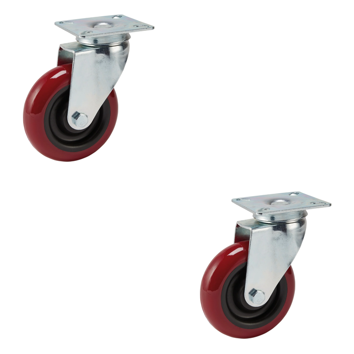 Draper Polyurethane Wheeled Swivel Plate Castor, 100mm Diameter, S.W.L. 125kg
