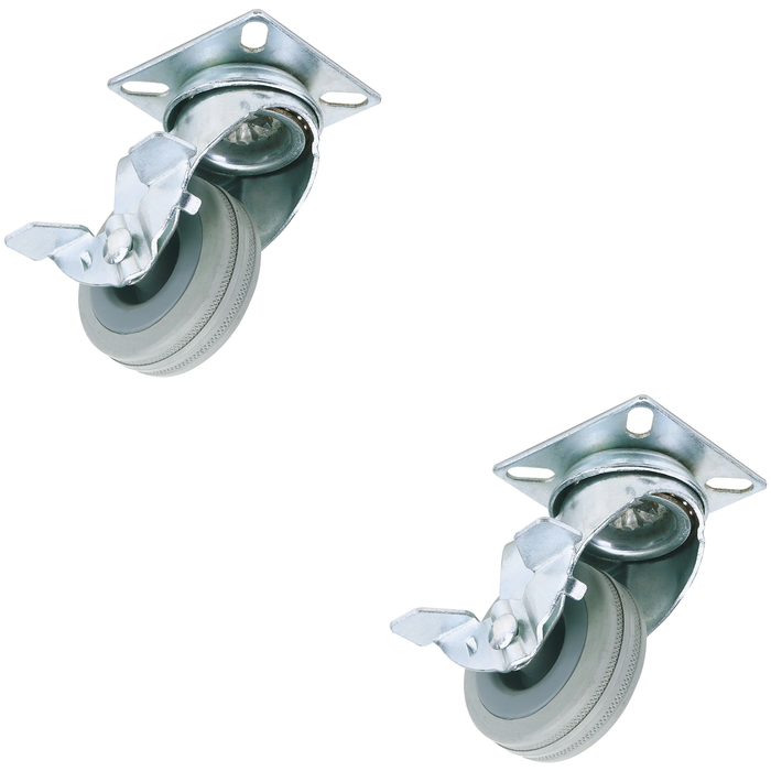 Draper Swivel Plate Fixing Rubber Castor with Brake, 50mm Diameter, S.W.L. 50kg