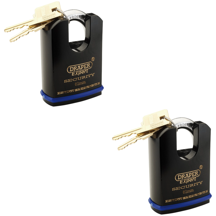 Draper Expert Heavy Duty Padlock and 2 Keys with Shrouded shackle 46-61mm