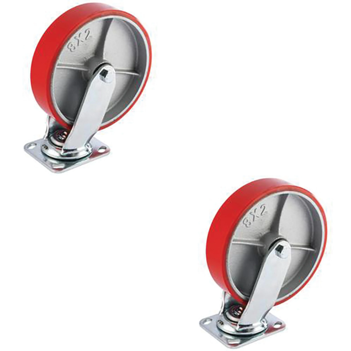 Draper Swivel Plate Fixing Heavy Duty Polyurethane Wheel, 200mm Diameter, S.W.L.