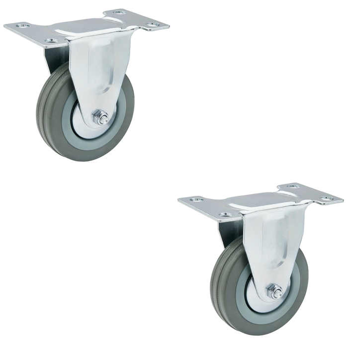 Draper Fixed Plate Fixing Rubber Castor, 75mm Diameter, S.W.L. 70kg - 60275F