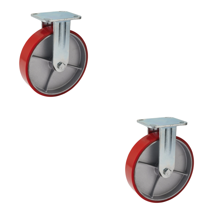 Draper Fixed Plate Fixing Heavy Duty Polyurethane Wheel, 200mm Diameter, S.W.L.