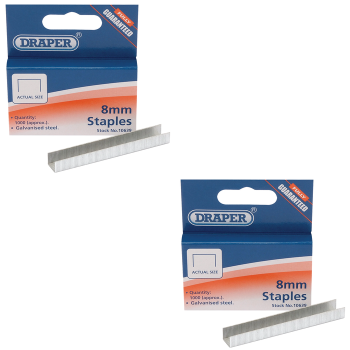 Draper Steel Staples, 8 x 10mm (Pack of 1000) - 8HT