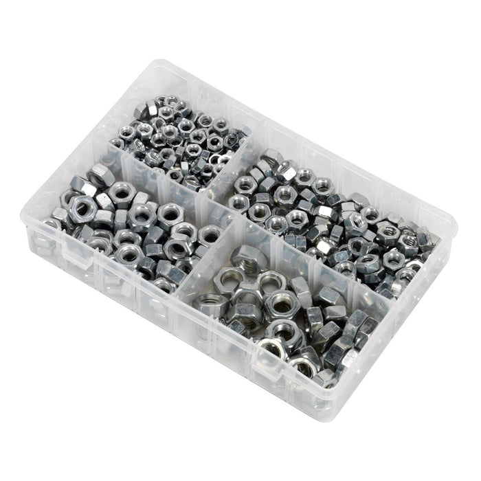 Sealey Steel Nut Assortment 1/4"-1/2"UNC 320pc AB030SN Sealey - Town Tools 