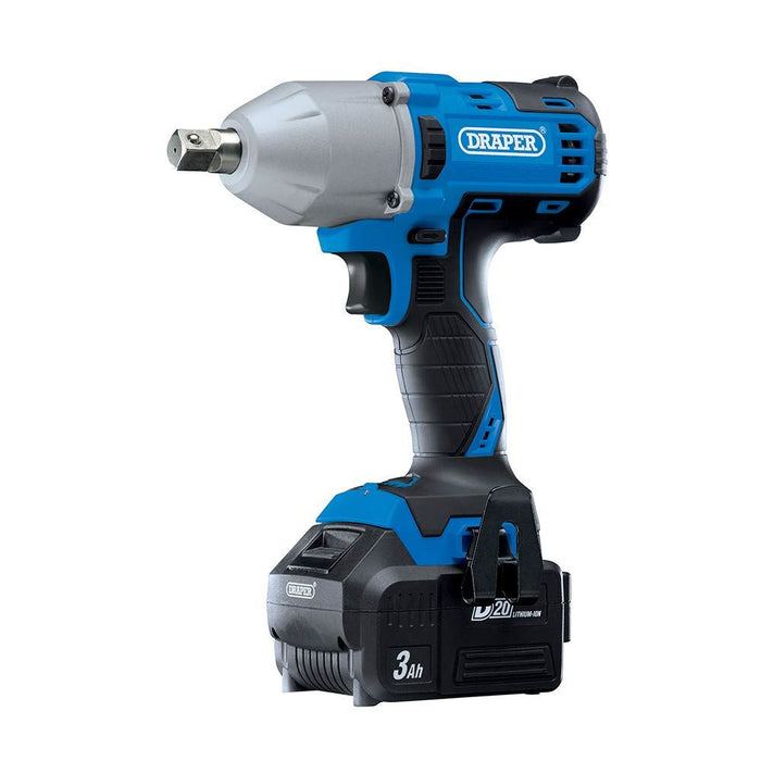 Draper D20 20V Brushless Mid-Torque Impact Wrench, 1/2", 400Nm, 2 x 3.0Ah Batter Draper - Town Tools 