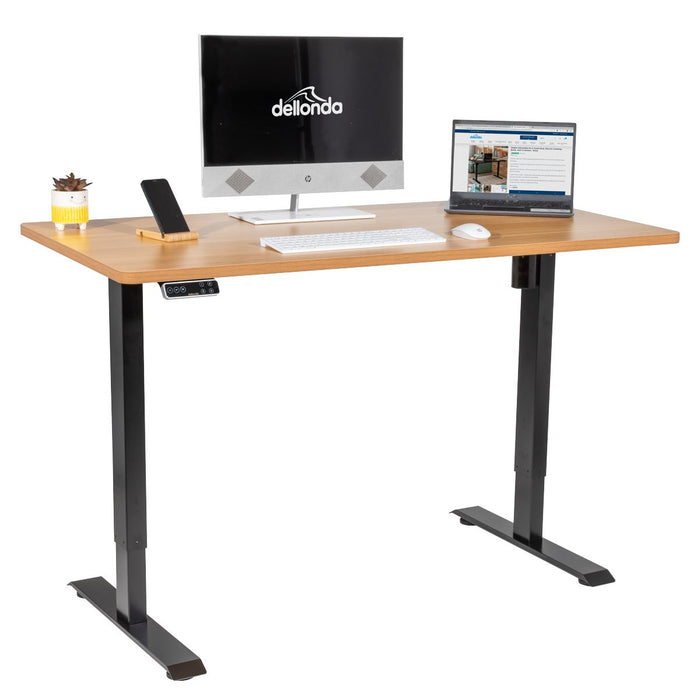 Dellonda Oak Electric Height Adjustable Standing Desk with Memory 1400 x 700mm