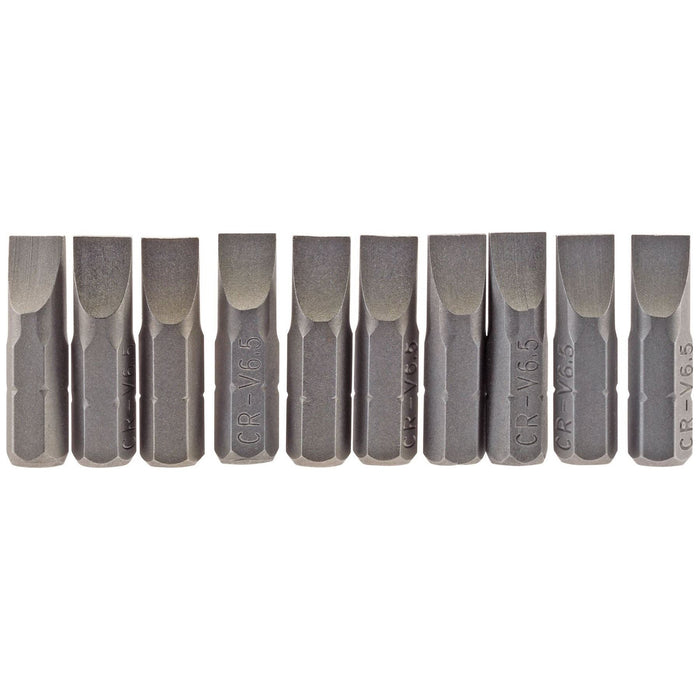 Draper Plain Slot Insert Bit, 6.5mm, 1/4" Hex, 25mm Long (Pack of 10) 64034 Draper - Town Tools 