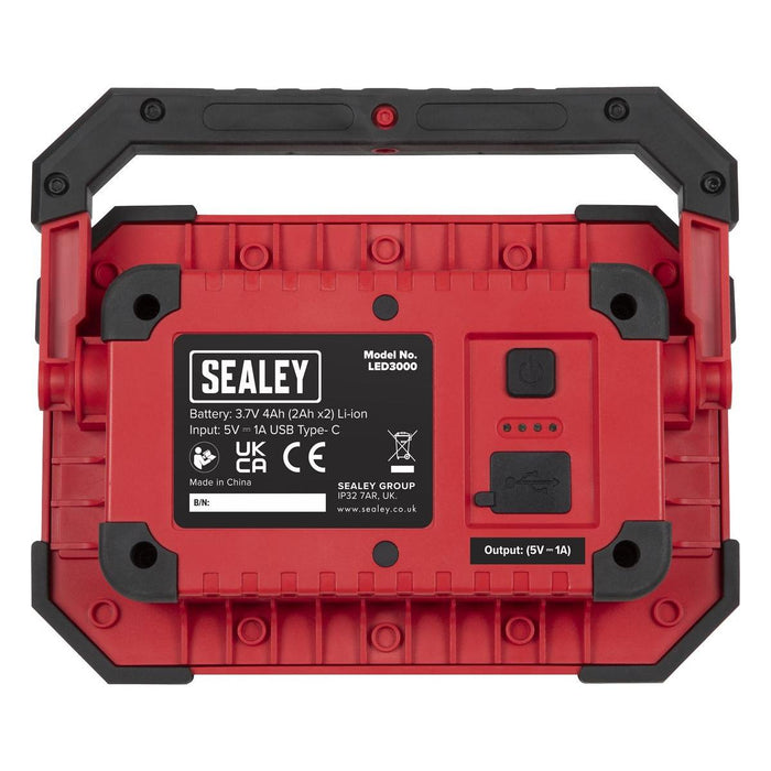 Sealey Rechargeable Portable Floodlight & Power Bank 30W COB LED LED3000 Sealey - Town Tools 