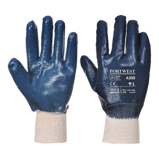 Portwest Nitrile Knitwrist Abrasion Resistant Gloves - Navy - Extra Large Portwest - Town Tools 