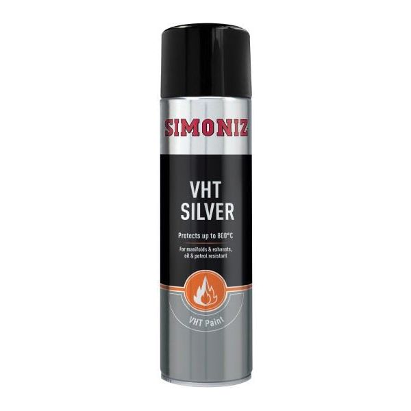 Simoniz VHT Silver Paint Very High Temperature Car Spray Aerosol 500ml Simoniz - Town Tools 