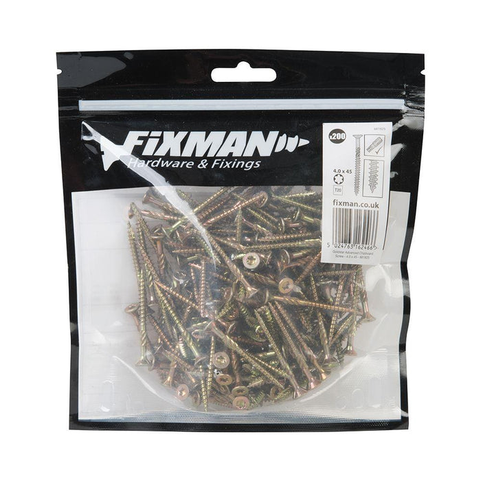 Fixman Goldstar Advanced Screws 4 x 45mm 200pk Fixman - Town Tools 