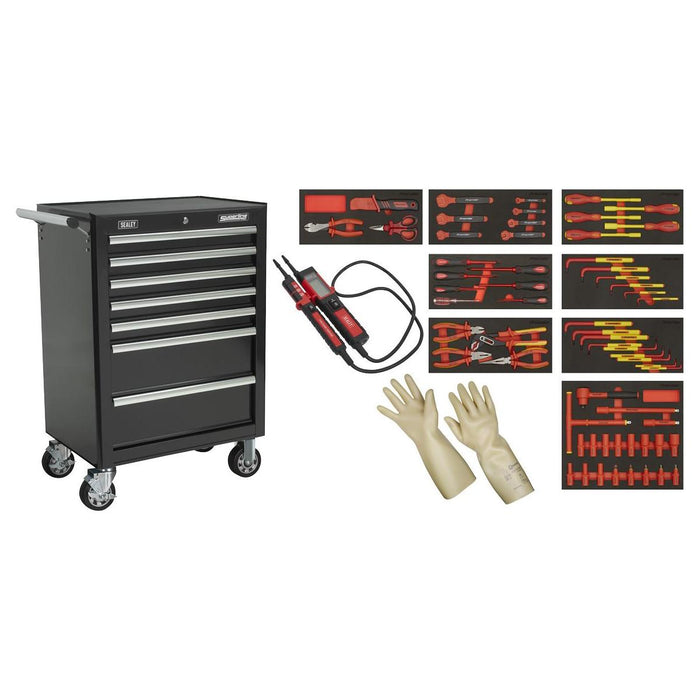 Sealey Insulated Tool Kit with 7 Drawer Rollcab 63pc TBTECOMBO2 Sealey - Town Tools 