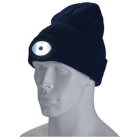Draper Beanie Hat with Rechargeable Torch, One Size, 1W, 100 Lumens, Navy Blue