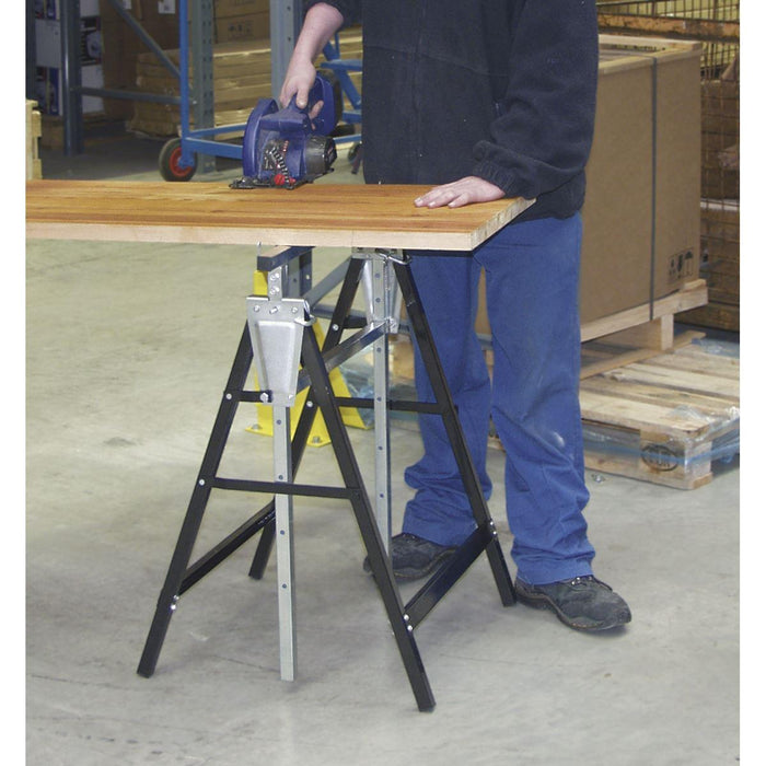 Sealey Fold Down Telescopic Trestle 200kg Capacity - Pair FDT32 Sealey - Town Tools 