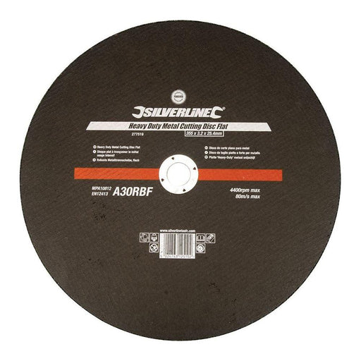 Silverline Heavy Duty Metal Cutting Disc Flat 355 x 3.2 x 25.4mm Silverline - Town Tools 