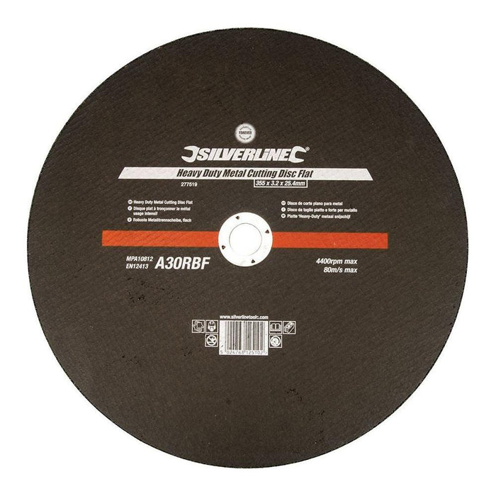 Silverline Heavy Duty Metal Cutting Disc Flat 355 x 3.2 x 25.4mm Silverline - Town Tools 