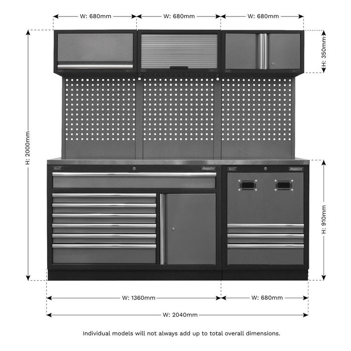 Sealey Modular Storage System Combo Stainless Steel Worktop APMSSTACK14SS Sealey - Town Tools 