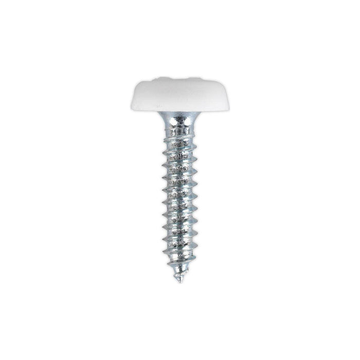 Sealey Numberplate Screw Plastic Enclosed Head 4.8 x 24mm White Pack of 50 PTNP5 Sealey - Town Tools 