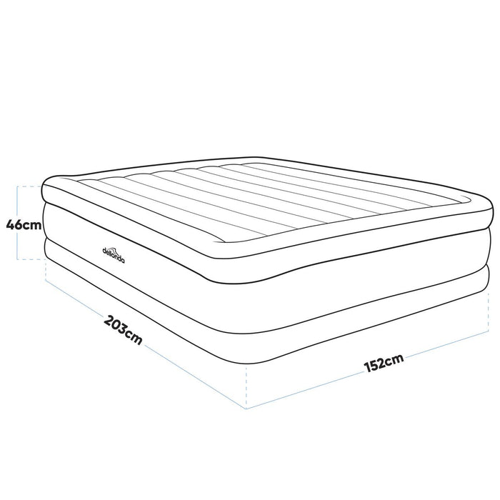 Dellonda Raised Air Bed with Built-in Electric Pump & Storage Bag - Queen