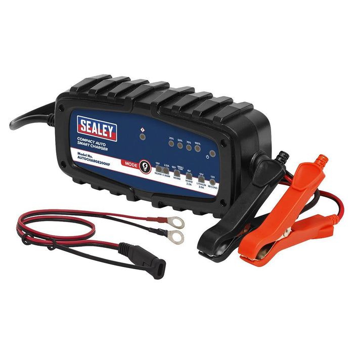 Sealey Compact Auto Smart Charger & Maintainer 2A 6/12V AUTOCHARGE200HF Sealey - Town Tools 