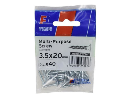 ForgeFix Multi-Purpose Pozi Screw CSK ST ZP 3.5 x 20mm ForgePack 40 ForgeFix - Town Tools