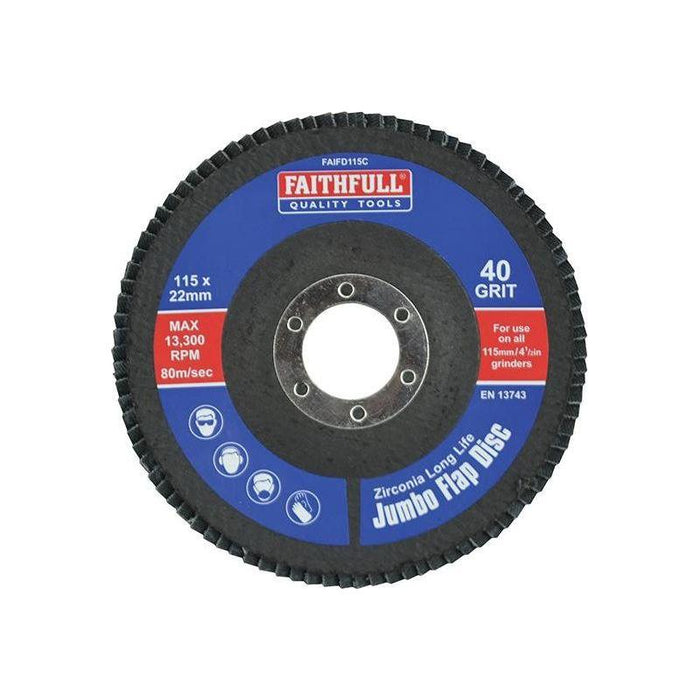 Faithfull Abrasive Jumbo Flap Disc 115mm Coarse Faithfull - Town Tools