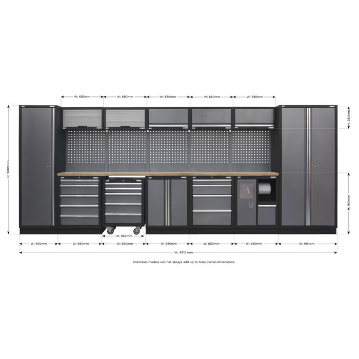 Superline Pro Superline PRO Storage System with Wood Worktop 4.9m APMSSTACK01W Superline Pro - Town Tools 