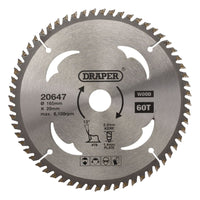 Draper TCT Circular Saw Blade for Wood, 165 x 20mm, 60T 20647