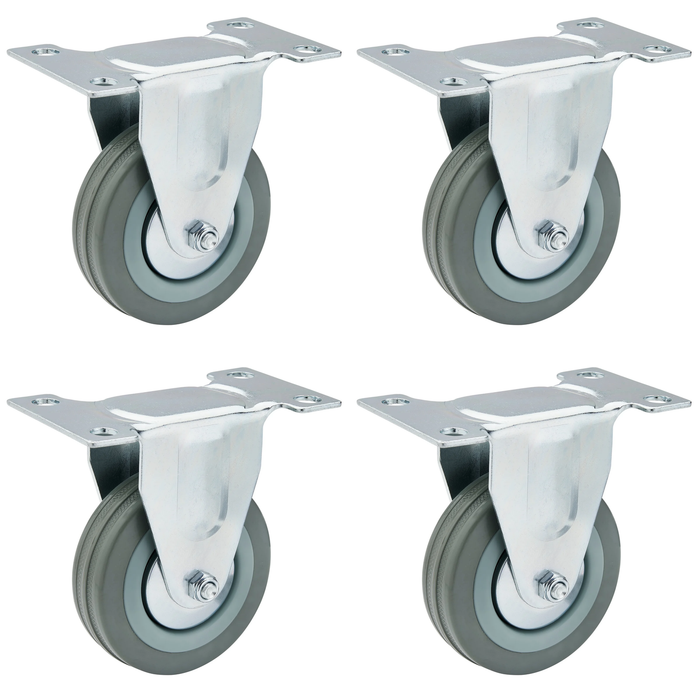 Draper Fixed Plate Fixing Rubber Castor, 75mm Diameter, S.W.L. 70kg - 60275F