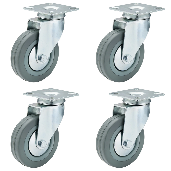 Draper Swivel Plate Fixing Rubber Castor, 100mm Diameter, S.W.L. 80kg - 602100P