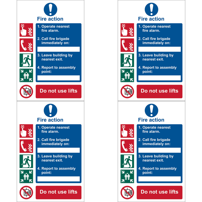 Draper Fire Action Procedure' Mandatory Sign, 200 x 300mm, Design 1 - SS10