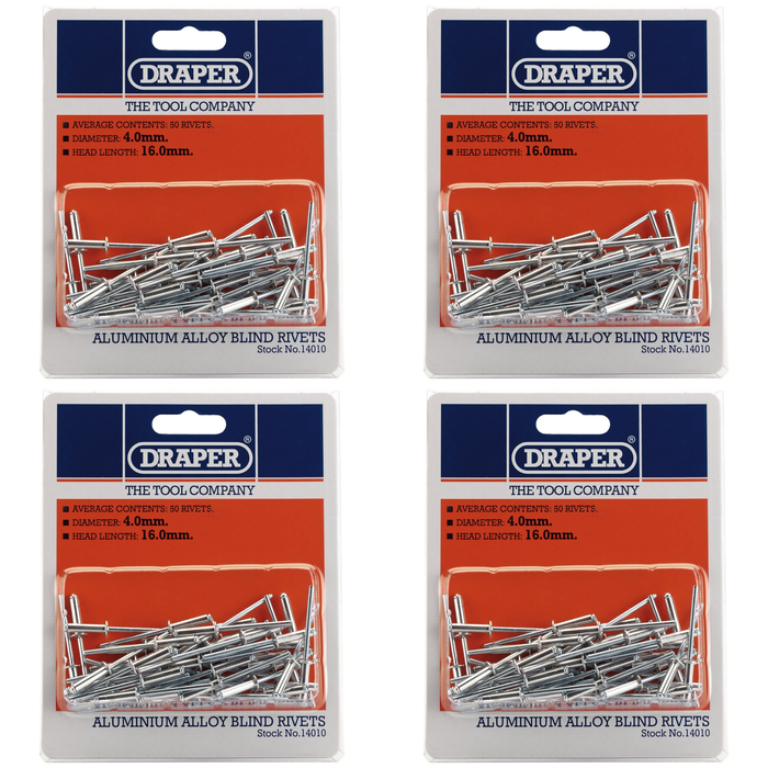Draper Blind Rivets, 4 x (50 Piece) 5.6-15.8mm