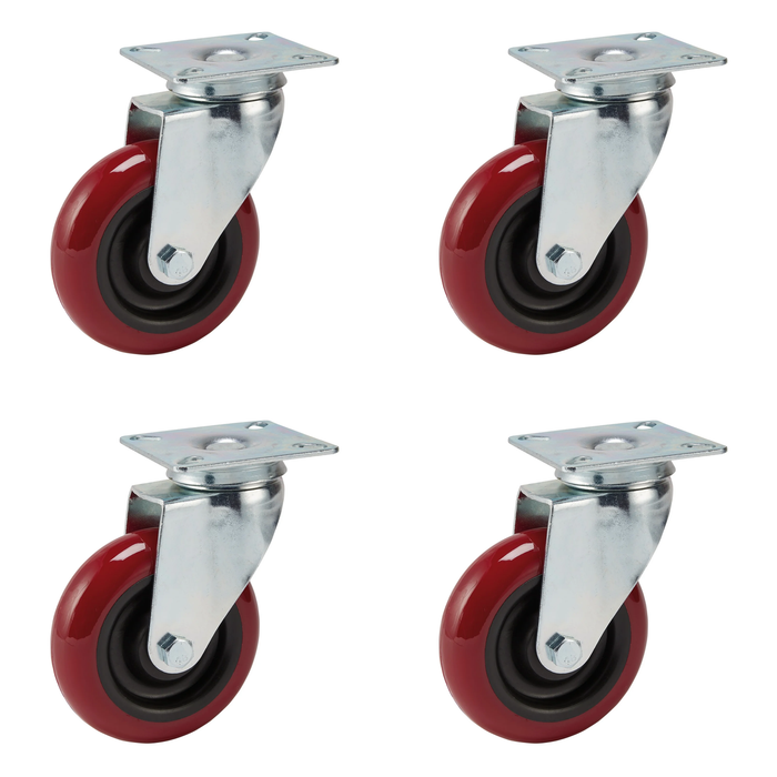 Draper Polyurethane Wheeled Swivel Plate Castor, 100mm Diameter, S.W.L. 125kg