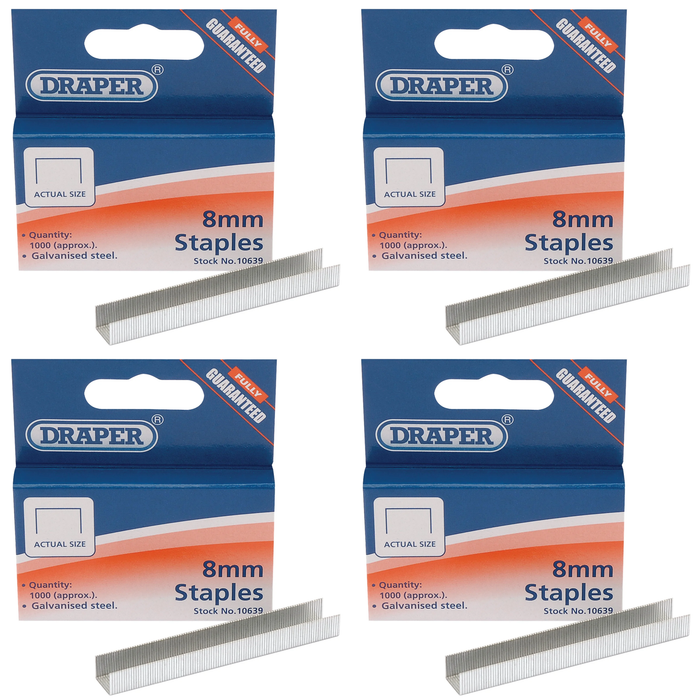 Draper Steel Staples, 8 x 10mm (Pack of 1000) - 8HT