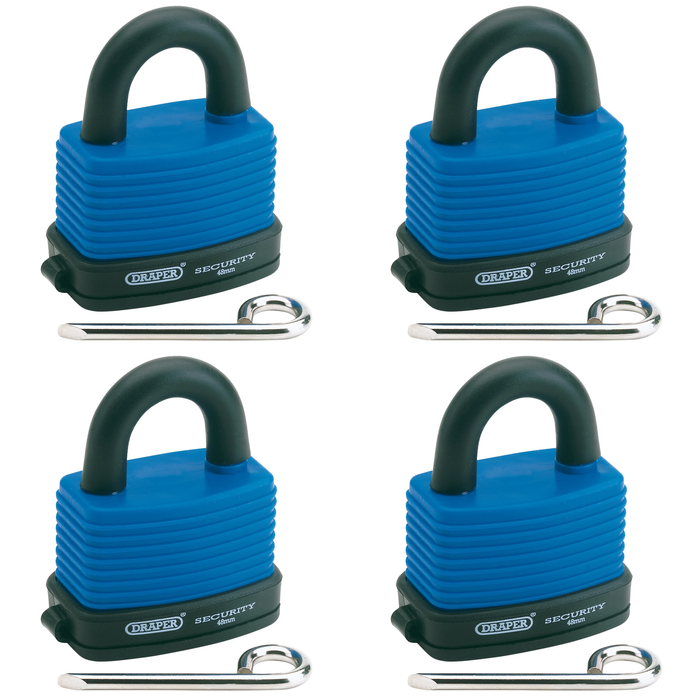 Draper Resettable 4 Number Combination Laminated Steel Padlock and Bumper, 48mm