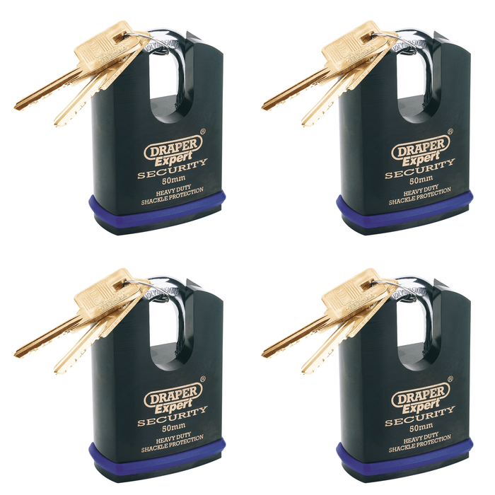 Draper Expert Heavy Duty Padlock and 2 Keys with Shrouded shackle 46-61mm