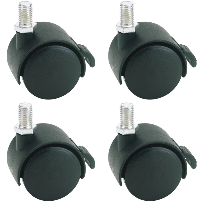 Draper Twin Nylon Bolt Castor with Brake, 40mm Diameter, S.W.L. 25kg - 60140BB