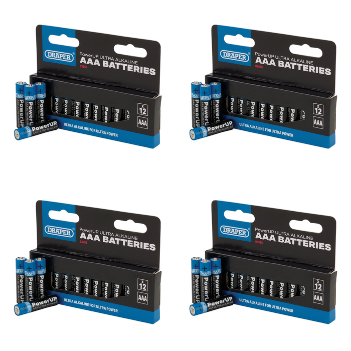 Draper PowerUP Ultra Alkaline AAA Batteries (Pack of 12) - BATT/AAA/12