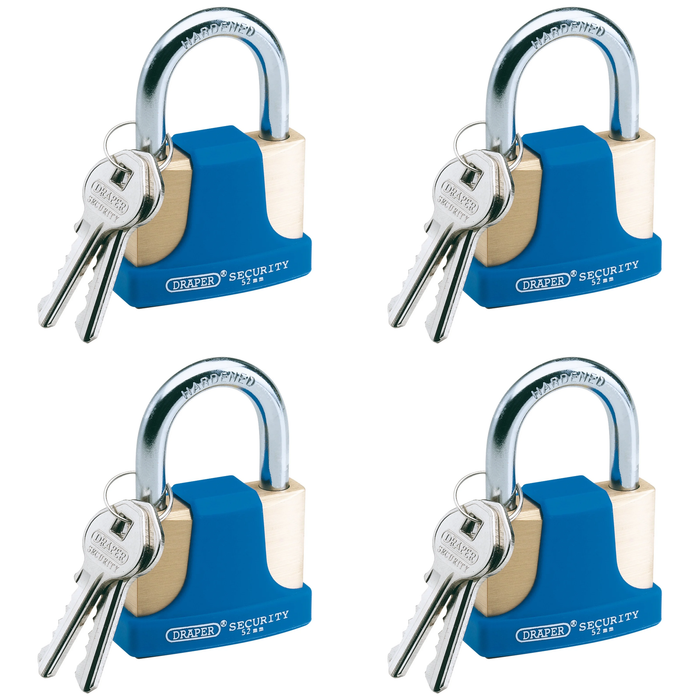 Draper Solid Brass Padlock and 2 Keys with Hardened Steel