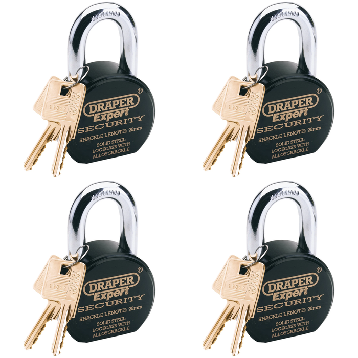 Draper Expert Heavy Duty Stainless Steel Padlock and 2 Keys, 63 25-50mm