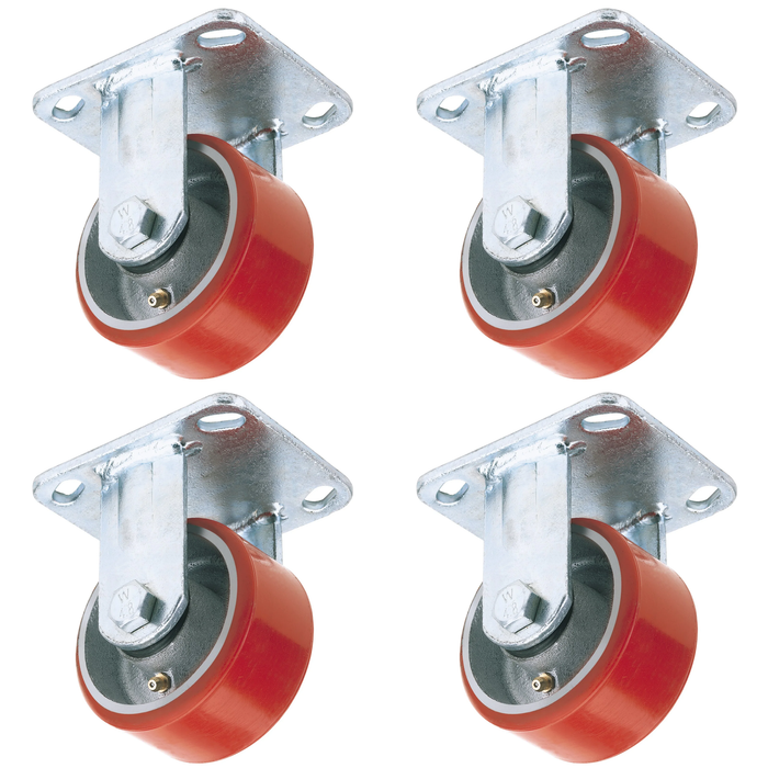 Draper Fixed Plate Fixing Heavy Duty Polyurethane Wheel, 100mm Diameter, S.W.L.