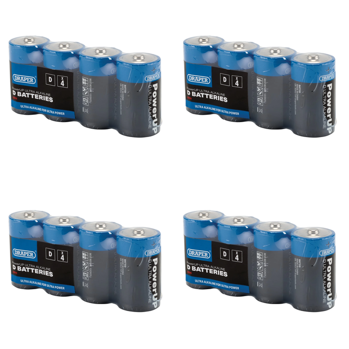 Draper PowerUP Ultra Alkaline D Batteries (Pack of 4) - BATT/D/4