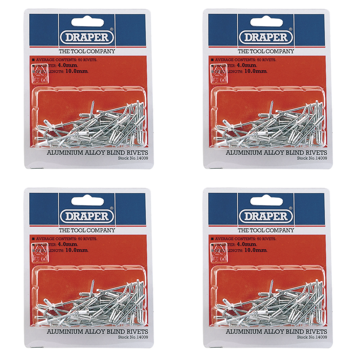 Draper Blind Rivets, 4 x (50 Piece) 5.6-15.8mm
